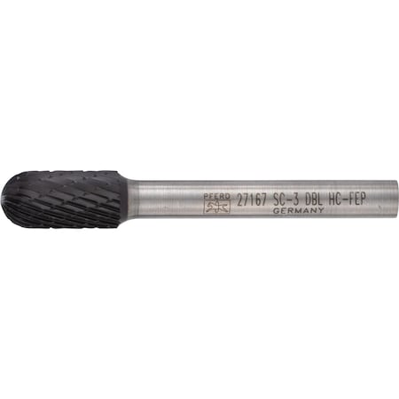 Pferd HICOAT Bur - Cylind. Radius End, DBL Cut - 3/8" x 3/4" x 1/4" Shank - SC-3, FEP Coating 27167